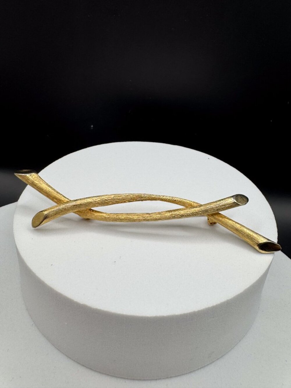 Vintage Judy Lee Signed Modernist Twig Branch Brooch Pin Gold Tone 1960s MCM